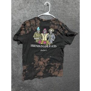 Last Call Co Friends In Low Places Skeleton Bleach Dye T-Shirt Mens Medium Black